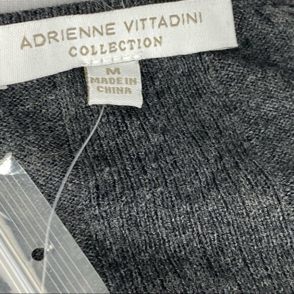 Adrienne Vittadini Womens NWT Grey Ribbed Embellished Scoop Neck Tunic Top M/C36 - Picture 8 of 9